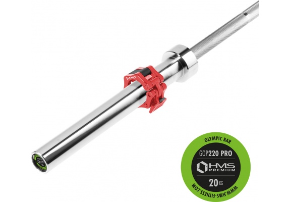GOP220 PRO GRYF PROSTY OLIMPIJSKI 20KG 2200MM HMS + ZG1000R ZACISKI LOCK