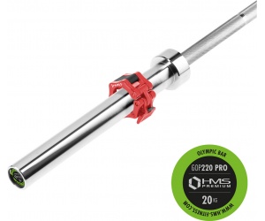 GOP220 PRO GRYF PROSTY OLIMPIJSKI 20KG 2200MM HMS + ZG1000R ZACISKI LOCK