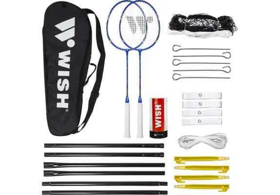 ALUMTEC 5566 ZESTAW DO BADMINTONA  NIEBIESKI 2SZT + LOTKI 3 SZT+SIATKA+LINIE WISH
