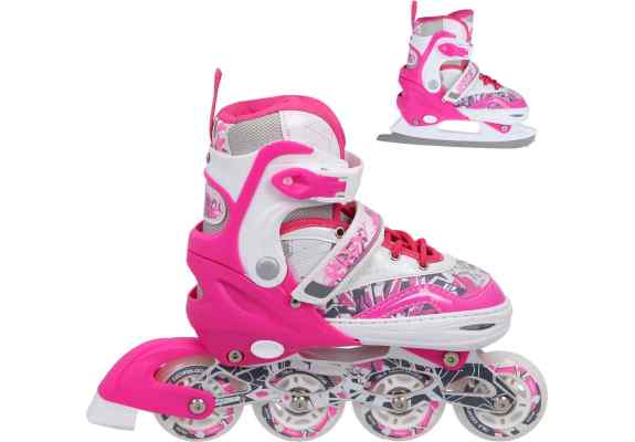 NF10927 A 2w1 DARK PINK ROZM.M(35-38) ŁYŻWOROLKI Z WYM. PŁ. FIGUROWĄ NILS EXTREME